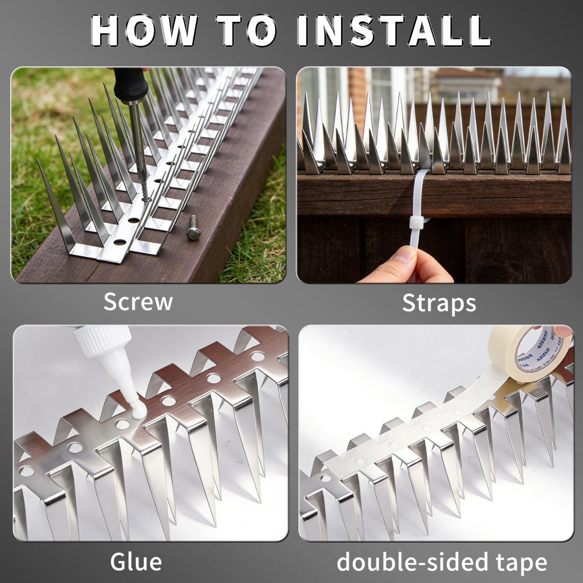 Puthpy stainless steel spikes resist rust in all seasons.