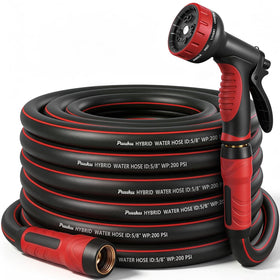 PUUKU garden hose 25ft hybrid construction for lightweight, durable outdoor watering.