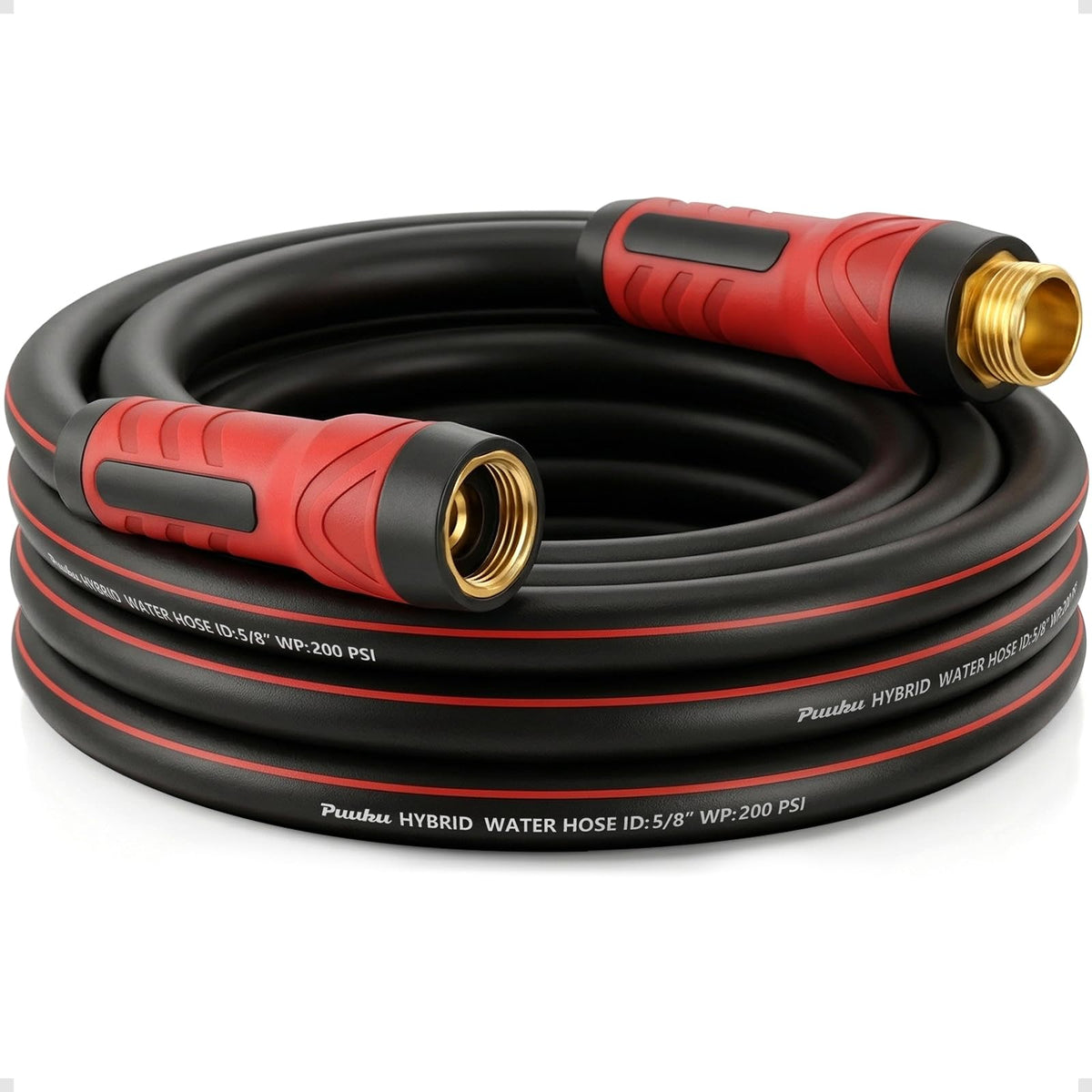 PUUKU short garden hose 15ft showcases compact design for easy handling in small yards.