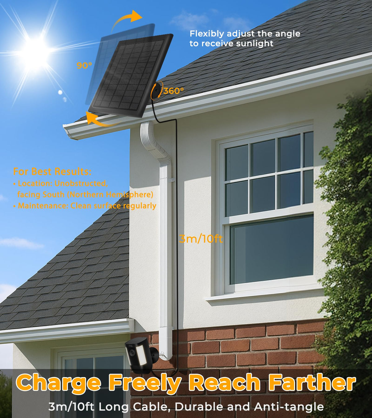 PUUQII 10ft Type-C cable extends reach to sunlit areas