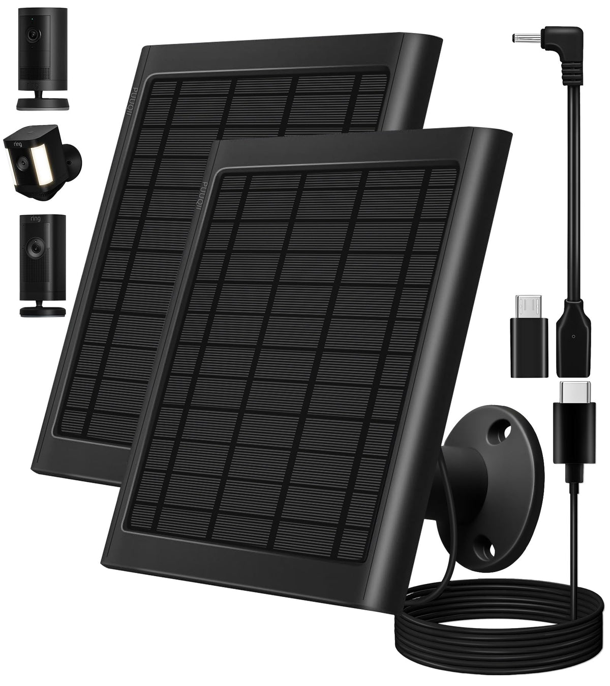PUUQII 8W solar panel for Ring camera charges efficiently in sunlight