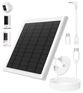 PUUQII 8W solar panel powering Ring camera in sunlight for continuous charging