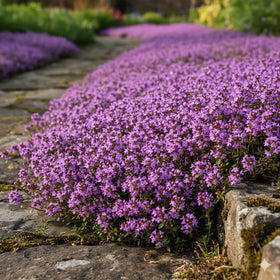 PUVWEZN purple thyme bloom adds color and fragrance to garden beds