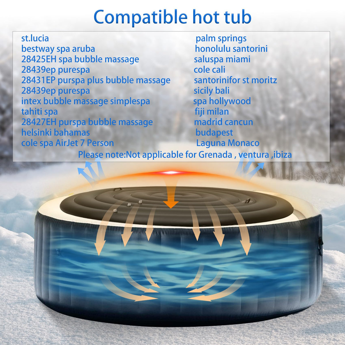 Puzau inflatable round cover quickly inflates or deflates for use.