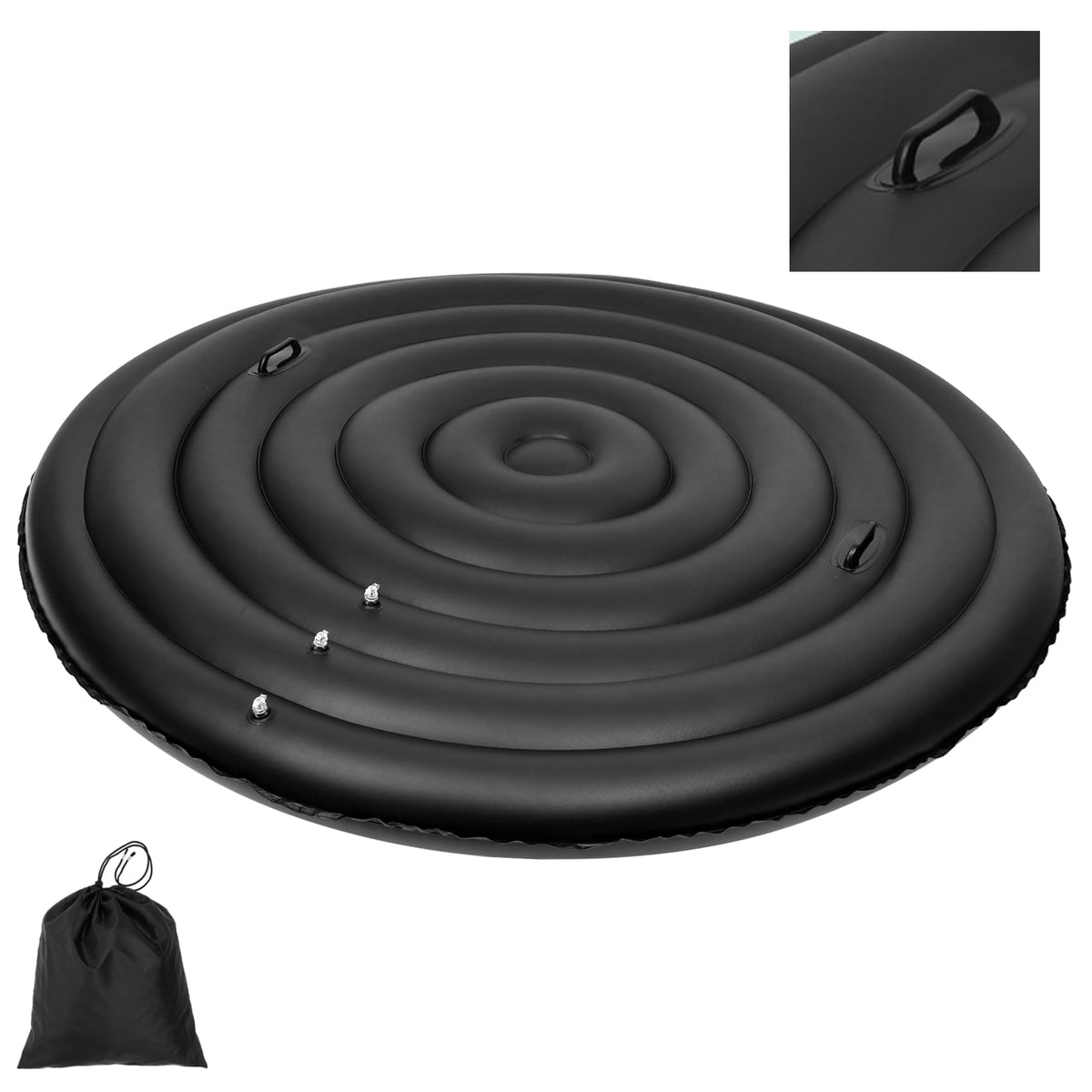 Puzau inflatable round hot tub cover with handle for easy lifting and protection.