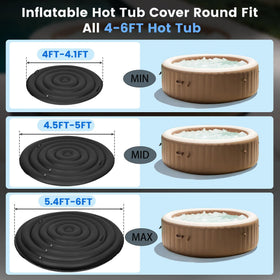 Puzau round inflatable hot tub cover with handles design, easy to install.