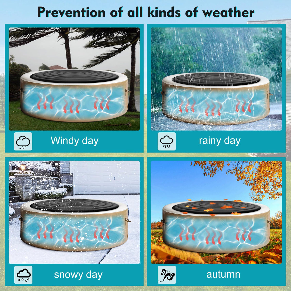 Puzau round hot tub cover, one size fit, secure and versatile.