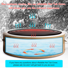 Puzau inflatable tub cover shown outdoors to demonstrate all weather use.