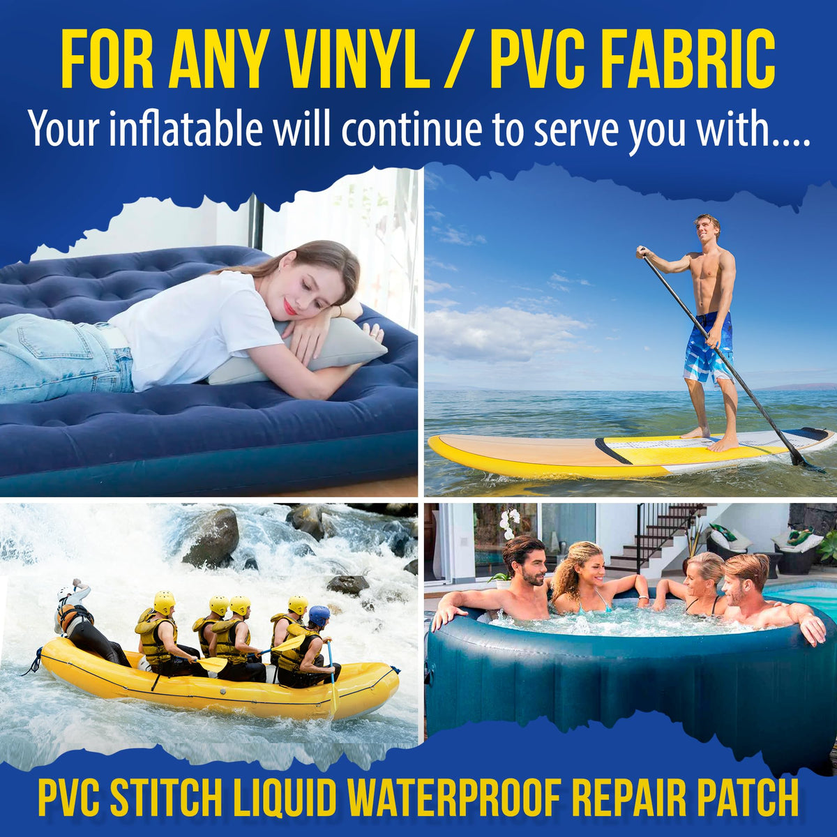 PVC Stitch patch on an air mattress enabling quick, waterproof patch.