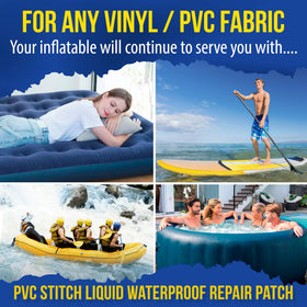 PVC Stitch patch on an air mattress enabling quick, waterproof patch.