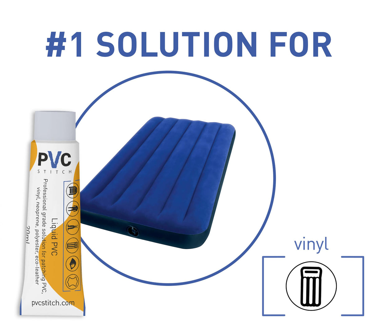 PVC Stitch patch on a kayak for quick, durable on-water patching.