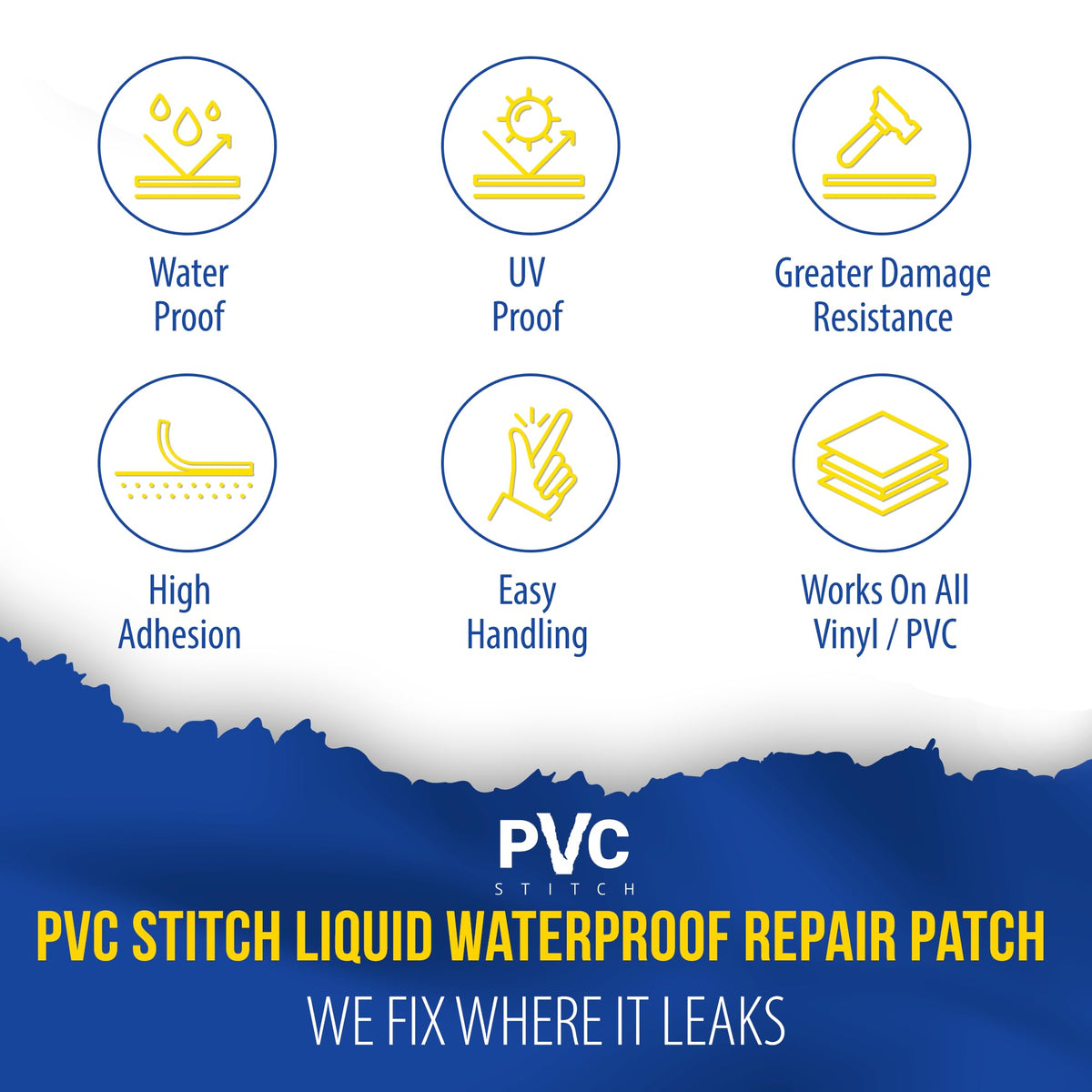 PVC Stitch patch on a raft providing a water-resistant patch.