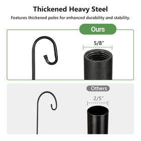 Adjustable pole assembly allows tailoring height for baskets or pots.