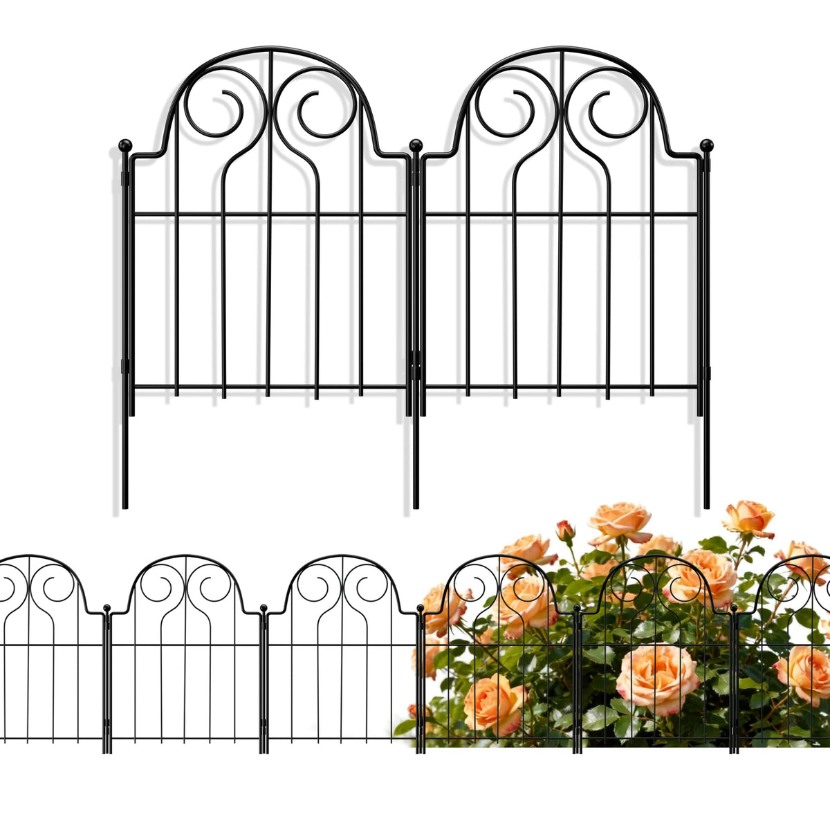 Pvpy Yvrd garden fence arch floral pattern protects beds while elevating curb appeal.