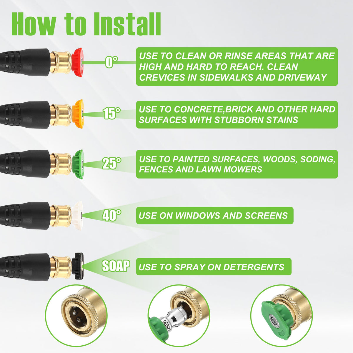 PWACCS compatibility with Ryobi, Greenworks, and Karcher pressure washers.