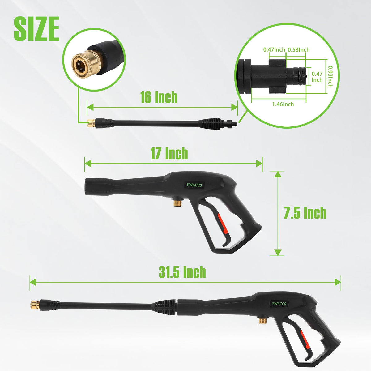 PWACCS ergonomic grip and safety lock reduce hand fatigue during use.