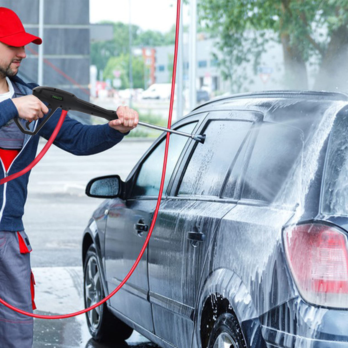 PWACCS ergonomic trigger handle reduces fatigue during cleaning.
