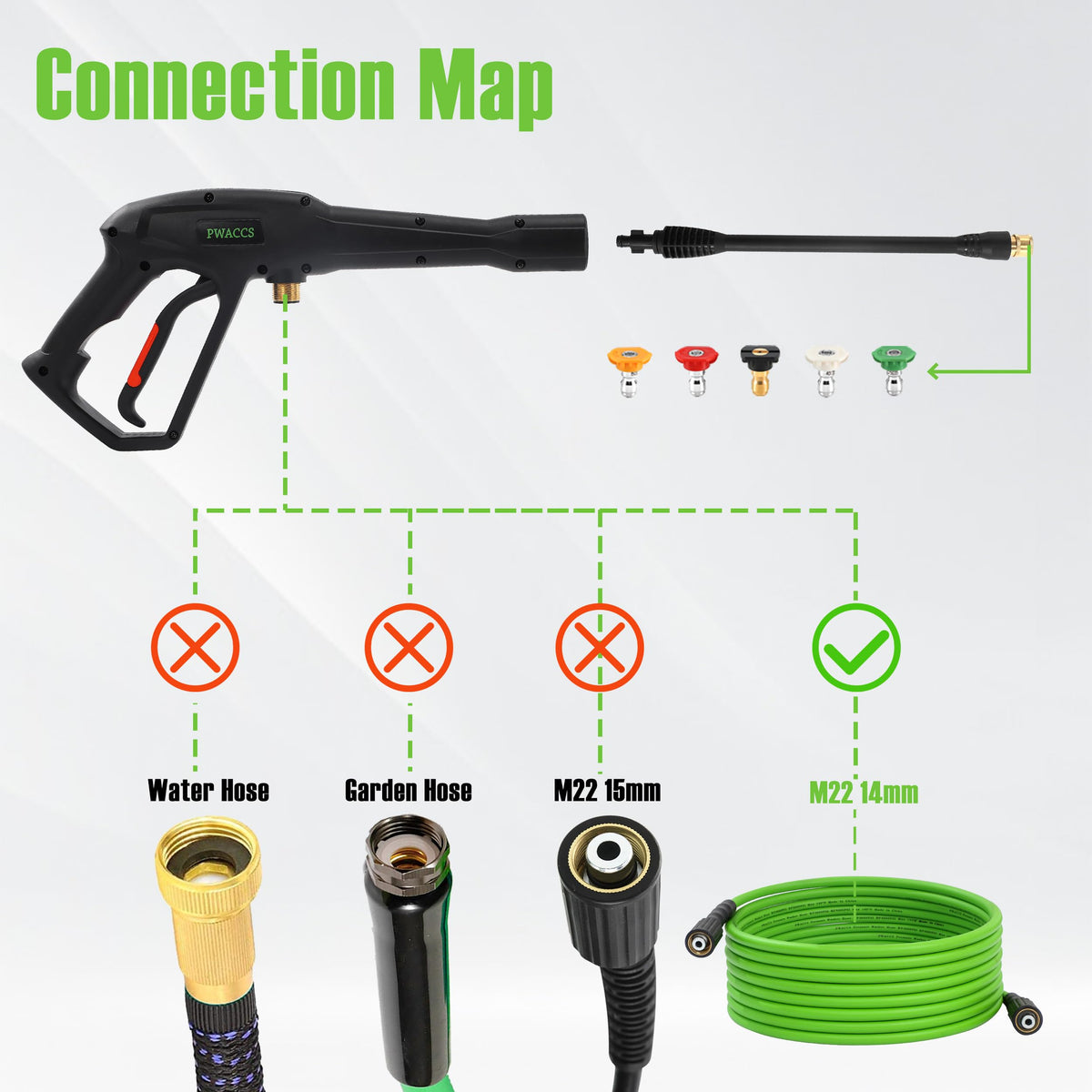 PWACCS extension wand to reach high spots without moving the machine.