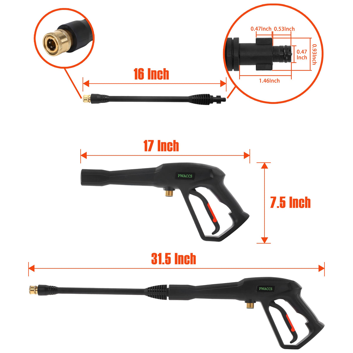PWACCS five nozzle tips for versatile spray patterns.