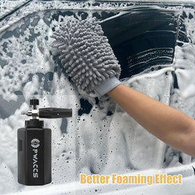 PWACCS foam cannon nozzle adjustment shows adjustable spray for customizable foam output.