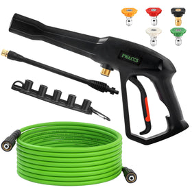 PWACCS pressure washer gun with ergonomic grip for comfortable extended use.