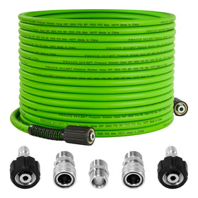 PWACCS 50ft hose coil showing easy portability for outdoor cleaning tasks