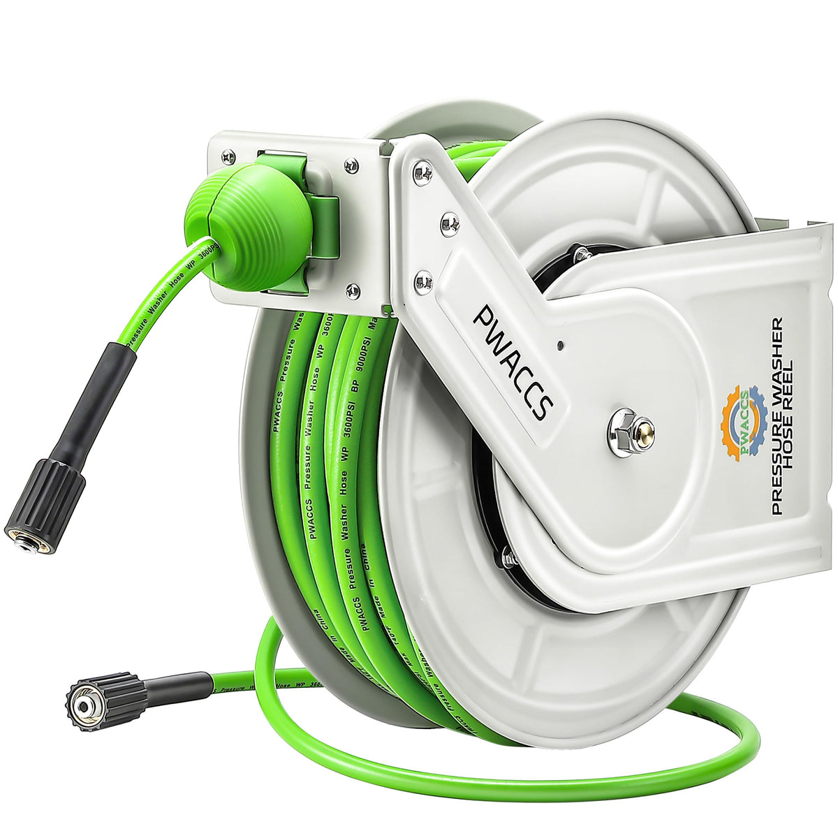 PWACCS retractable hose reel 60ft steel construction for heavy duty use