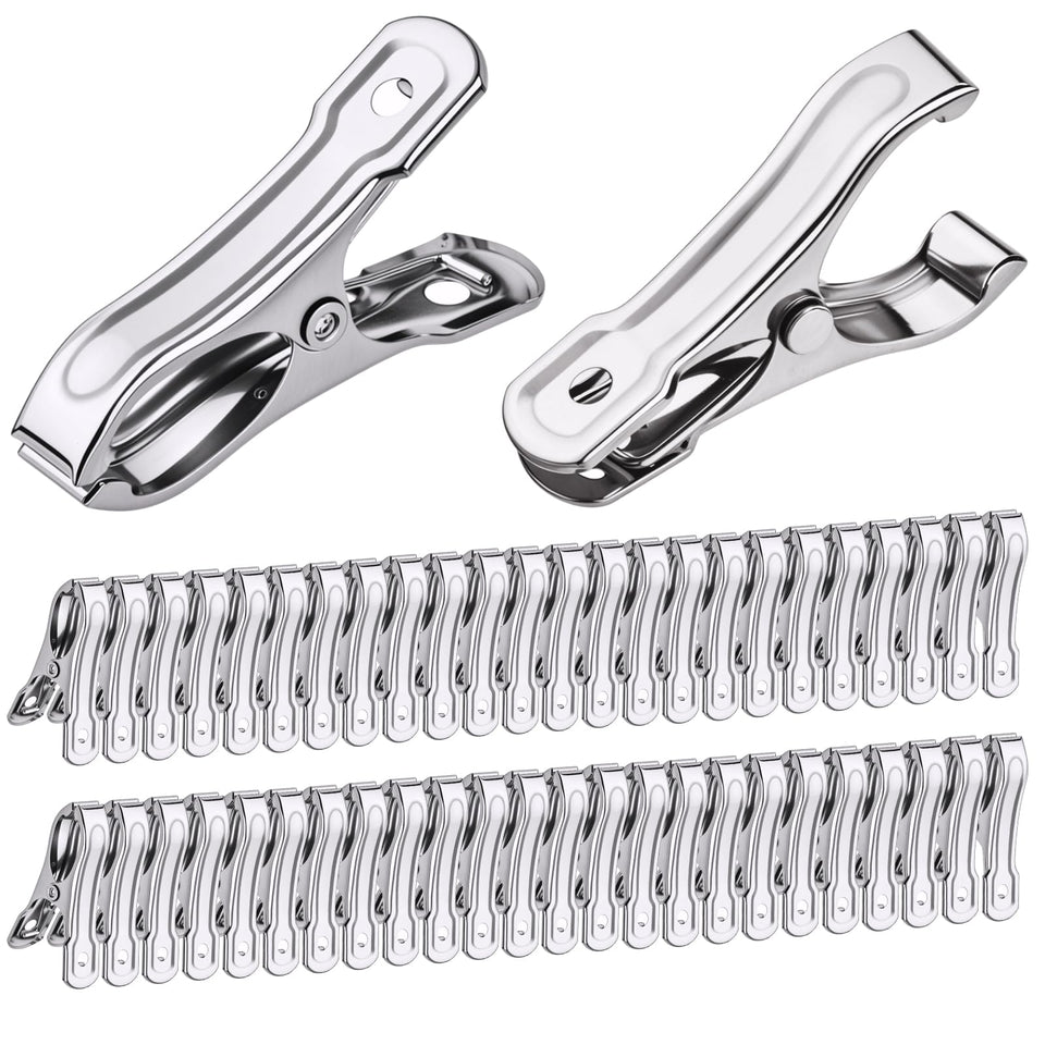 Pwfkgo 50-piece garden clips with 0.86 inch opening for nets and shade cloth.