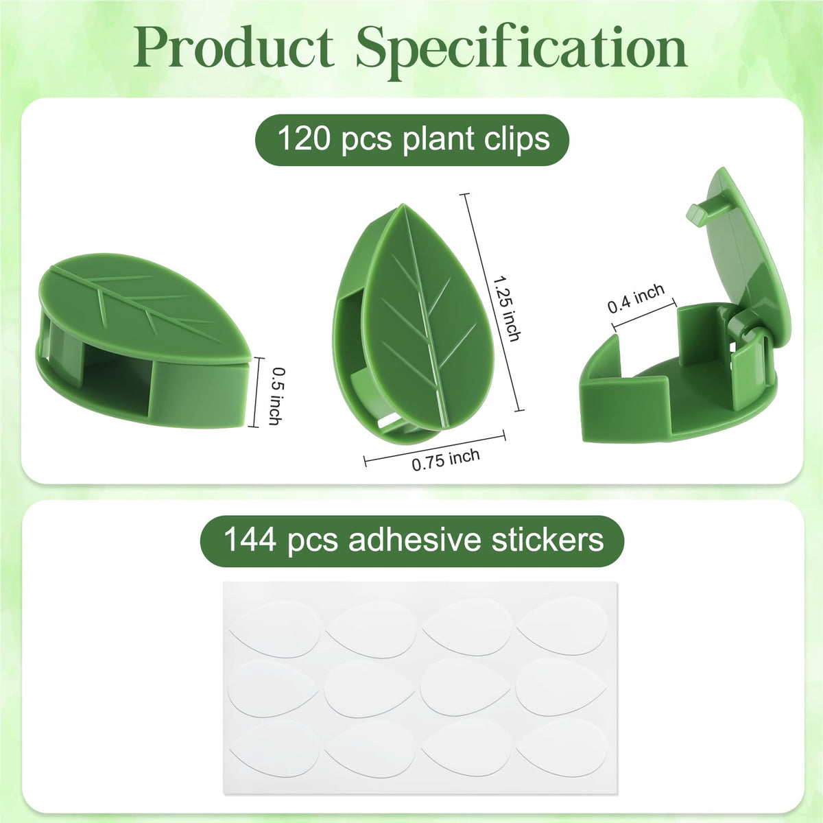 Pwfkgo leaf-shaped clip closeup showing discreet plant-friendly design.