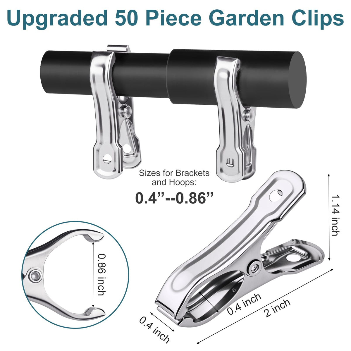 Pwfkgo stainless steel greenhouse clip; durable and rust-resistant for long life.