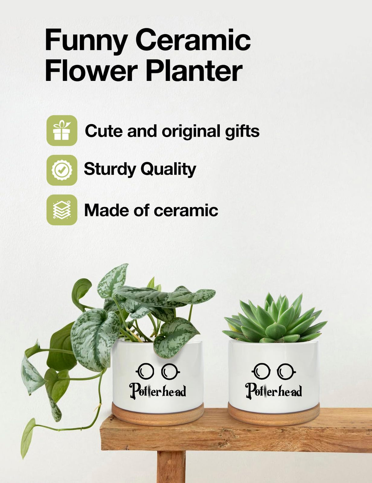 PWHINGN bamboo tray catches excess water and protects surfaces.