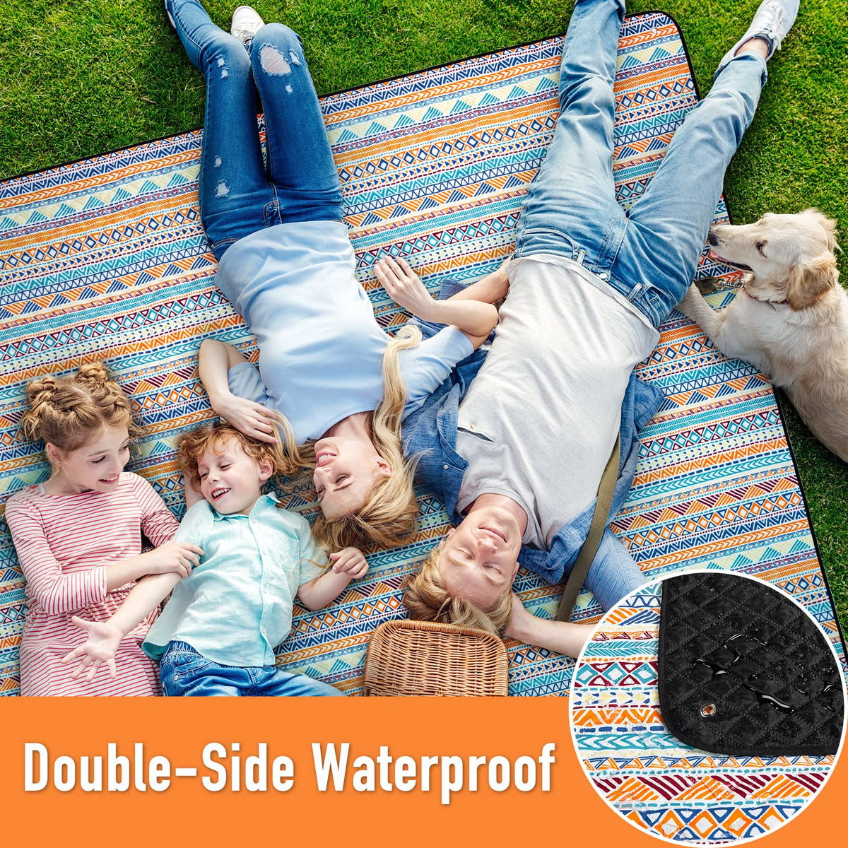 PY SUPER MODE picnic blanket corner pockets visible for wind resistance