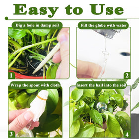 Pynqdfu bulb-shape watering globe ensures gradual water delivery to soil.