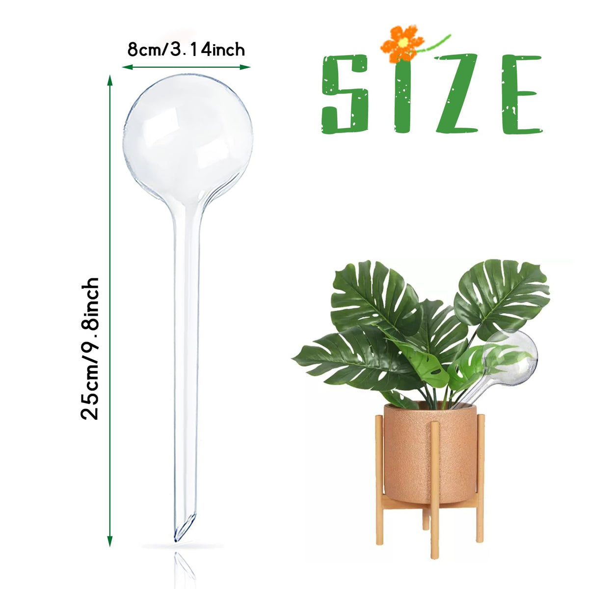 Pynqdfu clear watering globes for plants provide steady irrigation.