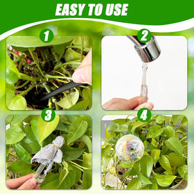 Pynqdfu travel friendly watering globes in use, ideal for keeping plants hydrated on trips.