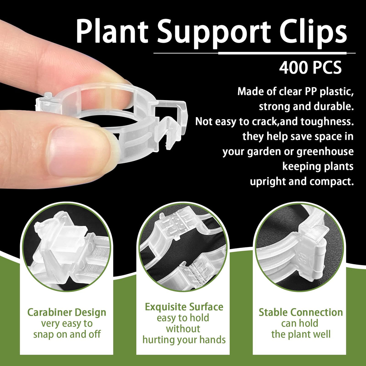 Pynqdfu vine clip attached to rope for easy staking.
