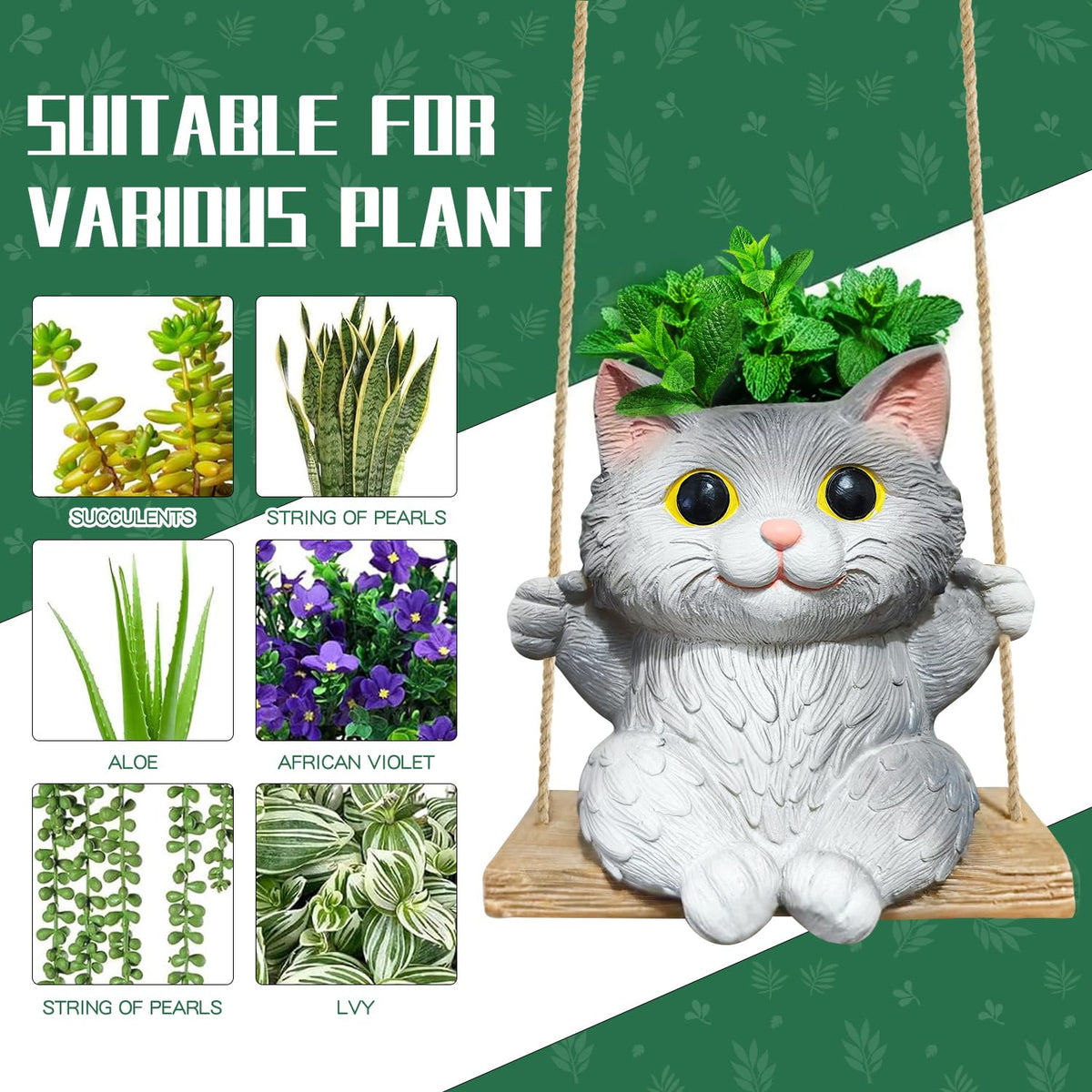 Pyoimmne cat planter drainage hole with stopper for controlled watering