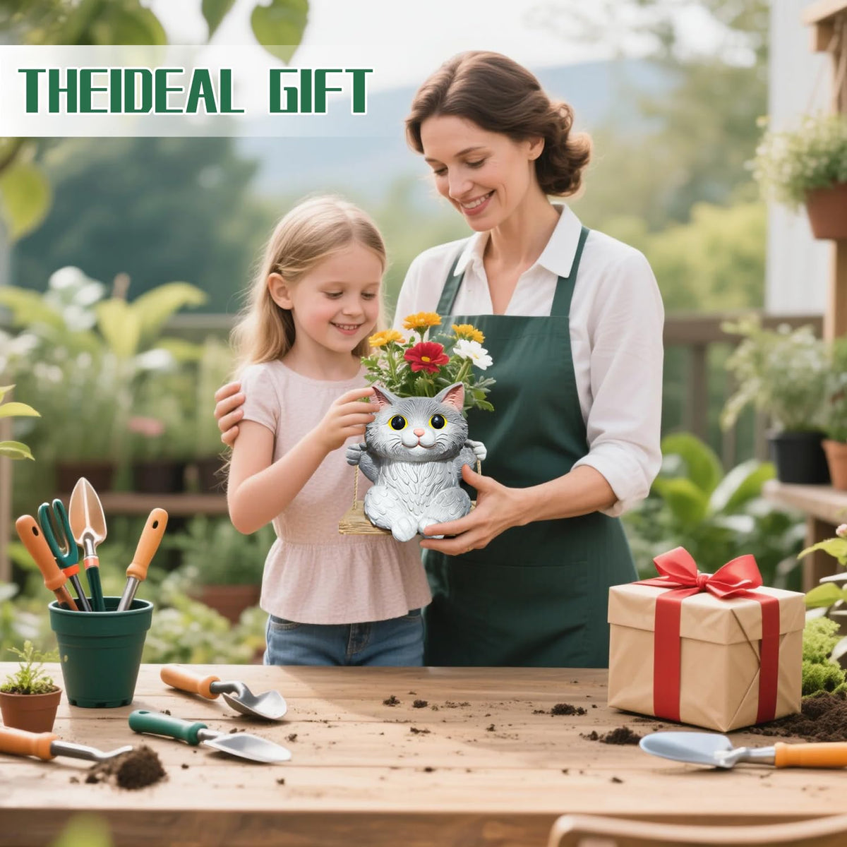 Pyoimmne cat hanging planter makes a charming gift-ready plant display