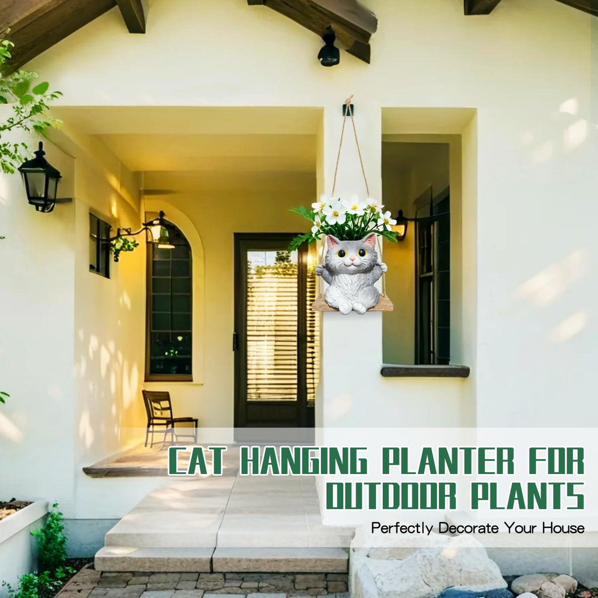 Pyoimmne cat hanging planter designed for both indoor and outdoor setups