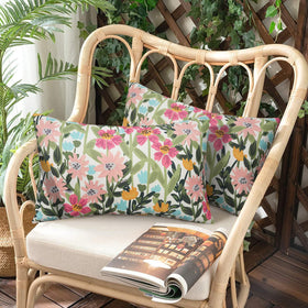 Pyonic waterproof lumbar pillow cover, enhances outdoor seating.