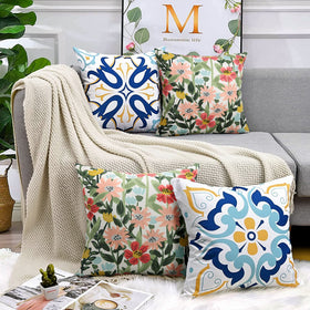 Outdoor pillow from Pyonic in garden setting for patio decor