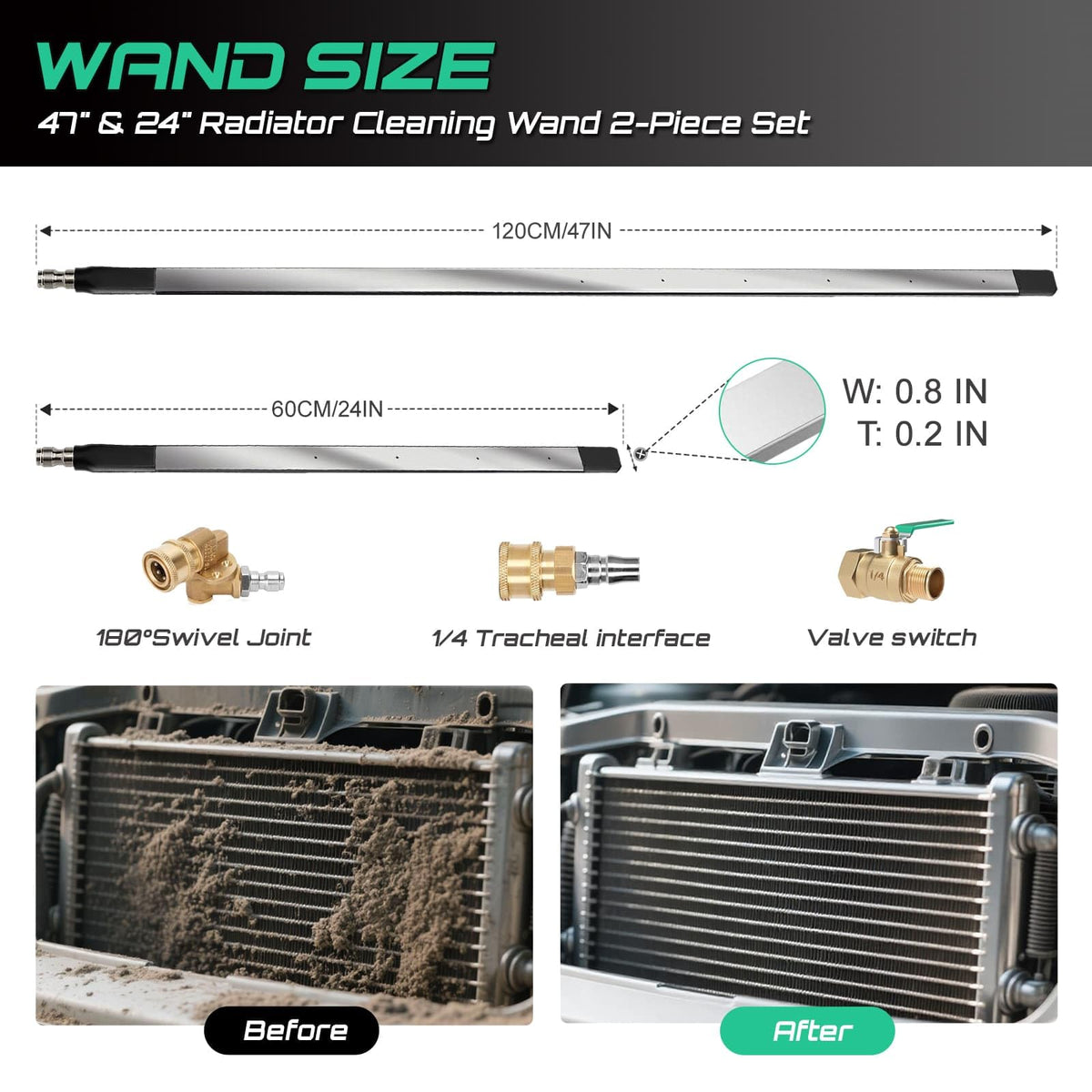 PYQPYQ 24in wand compact head ideal for standard car radiators.