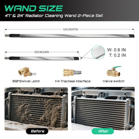 PYQPYQ 24in wand compact head ideal for standard car radiators.
