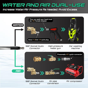 PYQPYQ universal adapter connects quickly to any pressure washer.