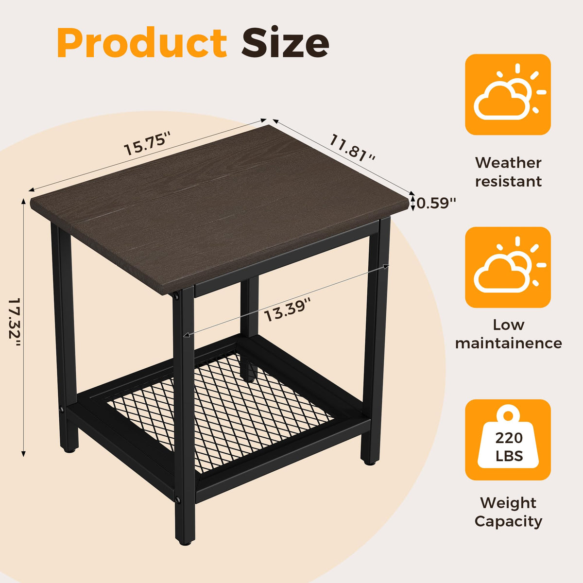 PyraLine top and lower shelves offer organized storage for outdoor essentials.