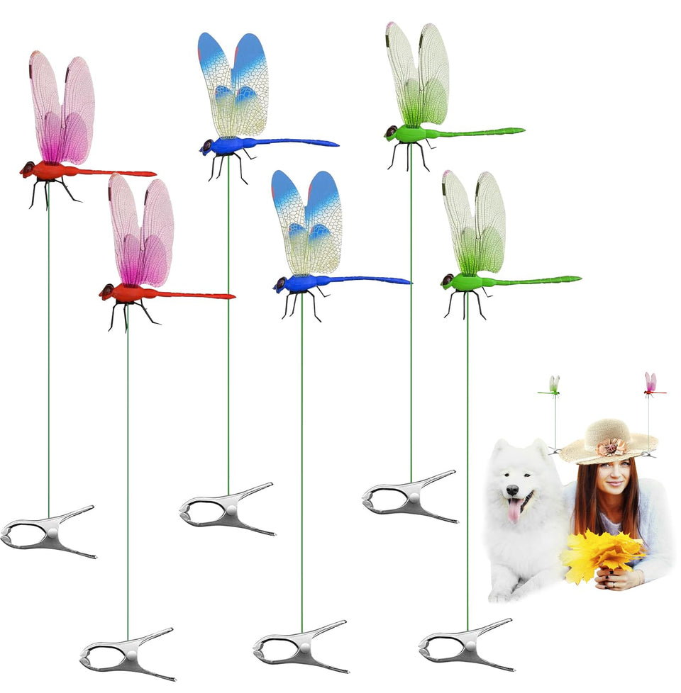 PYSUG dragonfly clips 6-pack adds color to garden decor