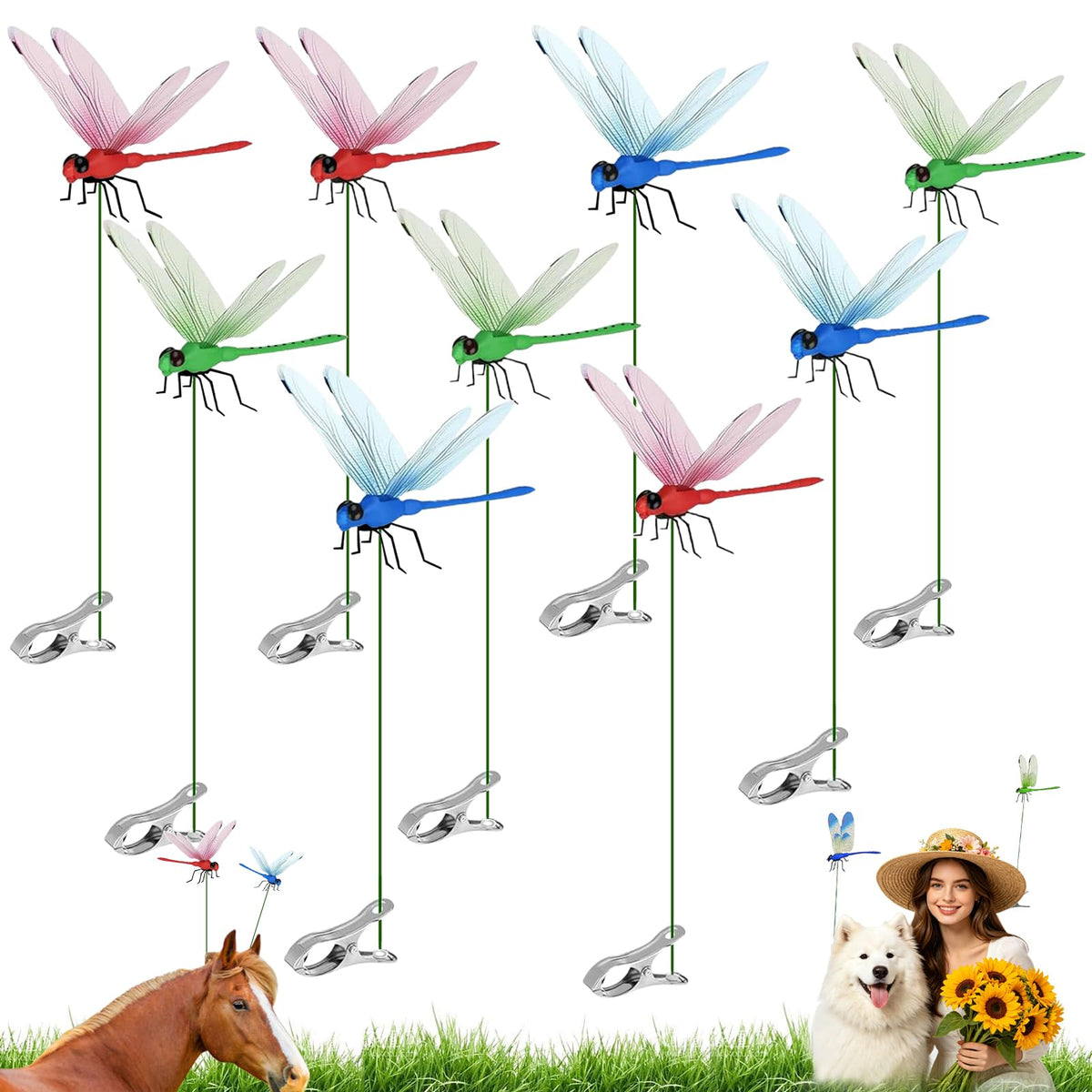 PYSUG dragonfly clips with lifelike design brighten your garden and help deter horseflies.