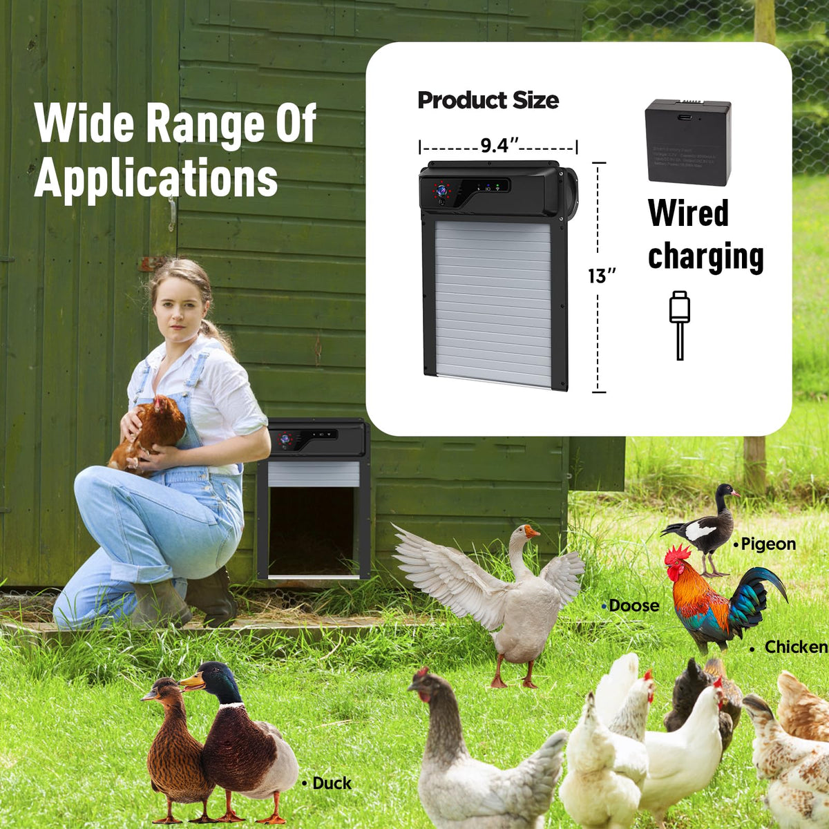 PYUNZGO weatherproof coop door built for cold and hot conditions.