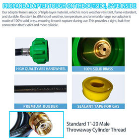 Sealing tape included for quick, secure gas setup.