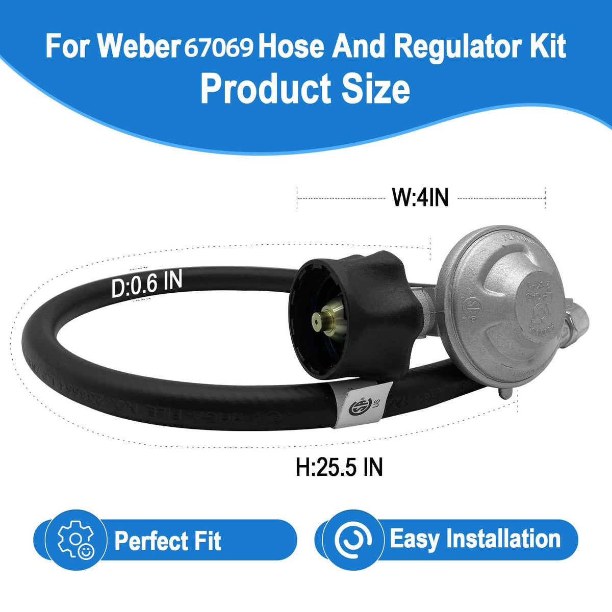 PYXGLAQ Weber hose regulator connected to grill for secure fuel flow